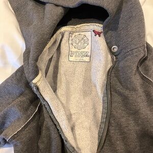 grey zip up from pink
